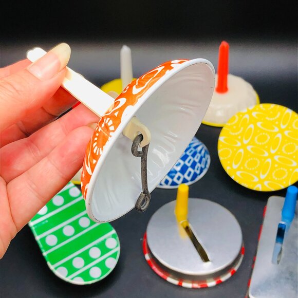 60s Tin Noisemakers Litho USA LOT of 9, Vintage Clackers, New Years Party Favors - Picture 8 of 10